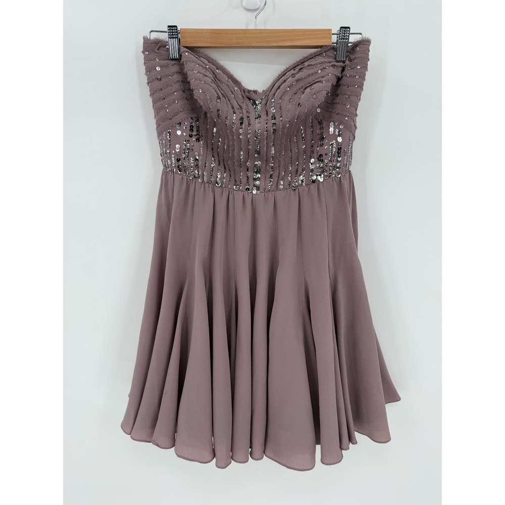Rebecca Taylor Womens Purple Strapless Sweetheart Silk Dress Size 6 Coquette - Picture 12 of 16